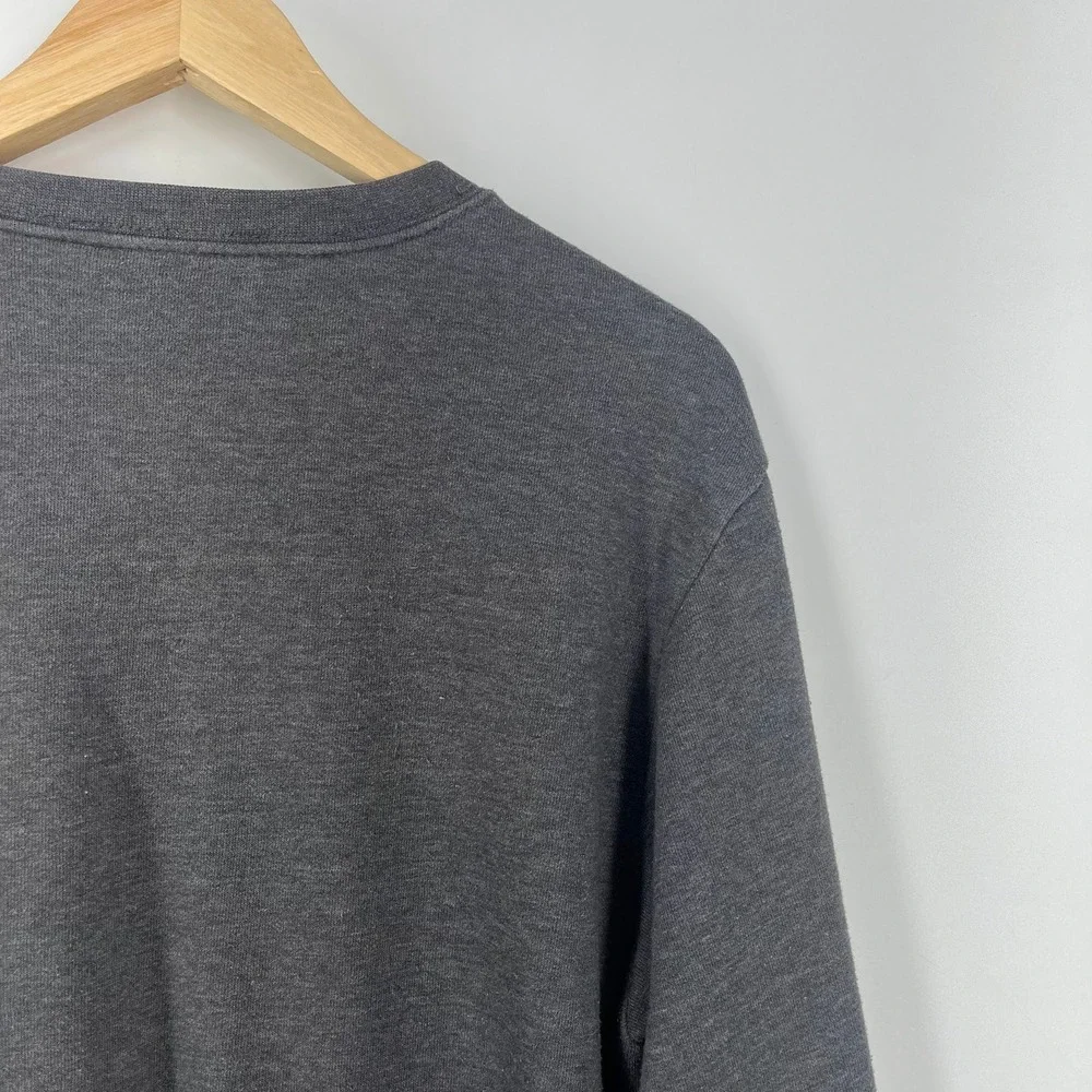 The North Face Mens Crewneck Sweatshirt Charcoal Gray Heather Logo Pullover SZ M